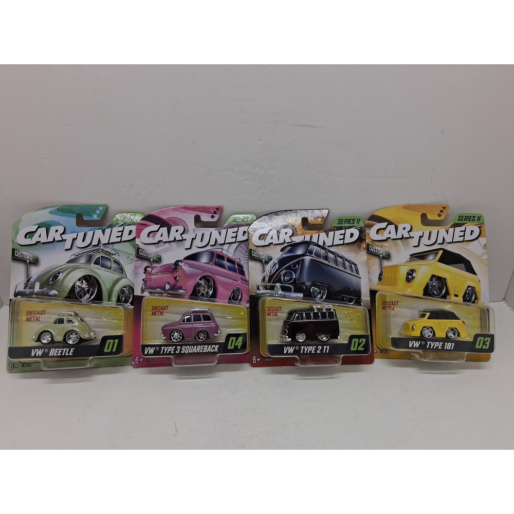 Car Tuned Customs Series II VW Diecast Set Beetle Type 2 T1 Type 181 Squareback